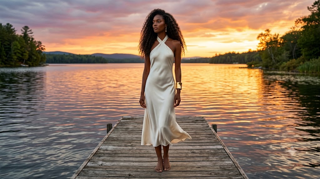 Ivory Silk Halter Dress